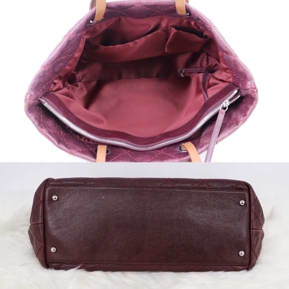 Quilted CC Shoulder tote Bag Calfskin Purple - Picture 5 of 8